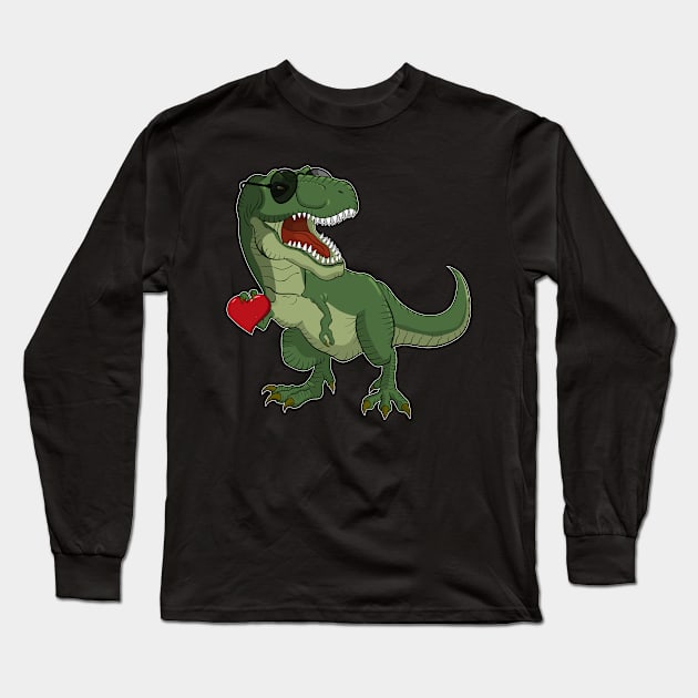 T-Rex Dinosaur Dino Heart I Boys Valentines Day Long Sleeve T-Shirt by 2blackcherries